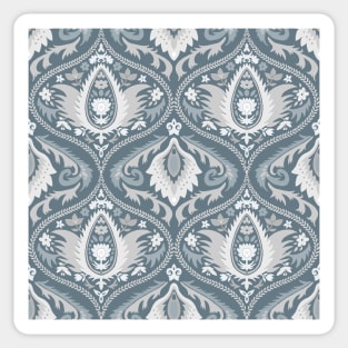 Classic ogee pattern with vines on bluish gray Sticker